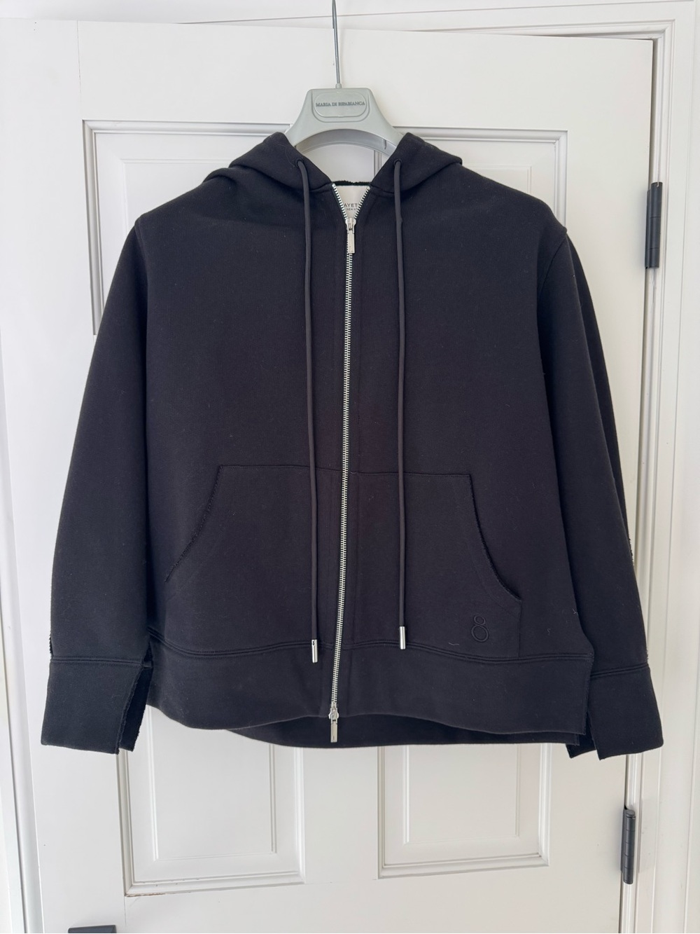 Lafayette 148 Black Full-Zip Hooded Sweatshirt